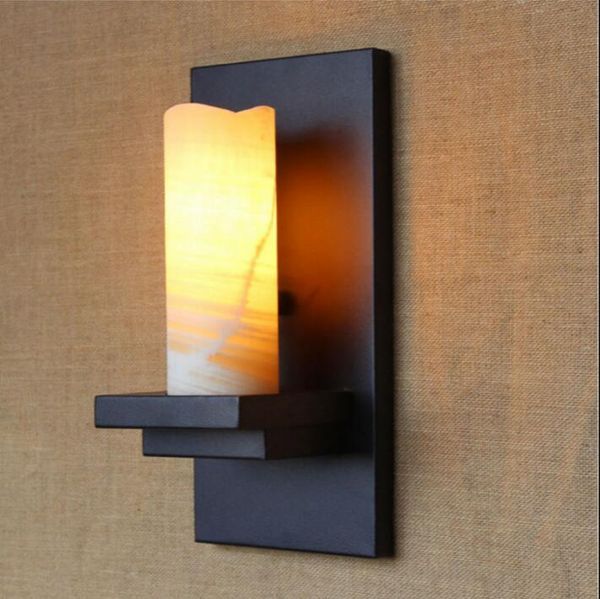 

wall lamp vintage sconce lodge retro iron lamps artificial marble candle lampshade light cafe bar industrial lighting fixtures