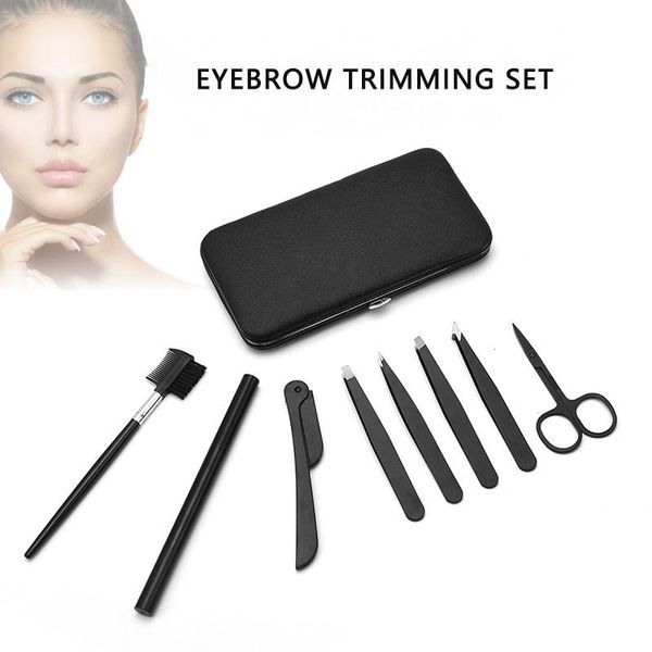 

electric nose & ear trimmers stainless steel makeup eyebrow trimming tool 9-piece beauty scissors cutter pencil comb set
