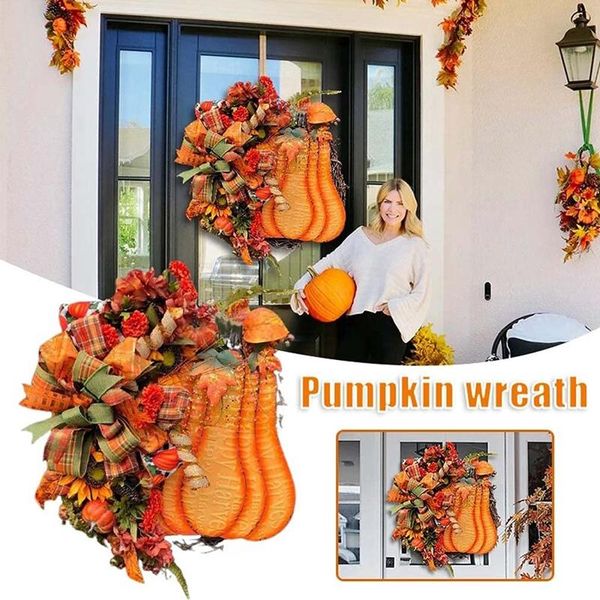 

decorative flowers & wreaths farmhouse pumpkin wreath big front door fall floral decor halloween thanksgiving