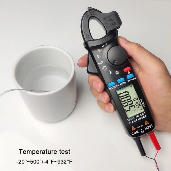 Цифровой зажим Meter True RMS 6000 DC / AC 100A 1MA Ammeter Multiremeter Автомобиль Тестер тока Вольтметра емкости Temp HZ тестер