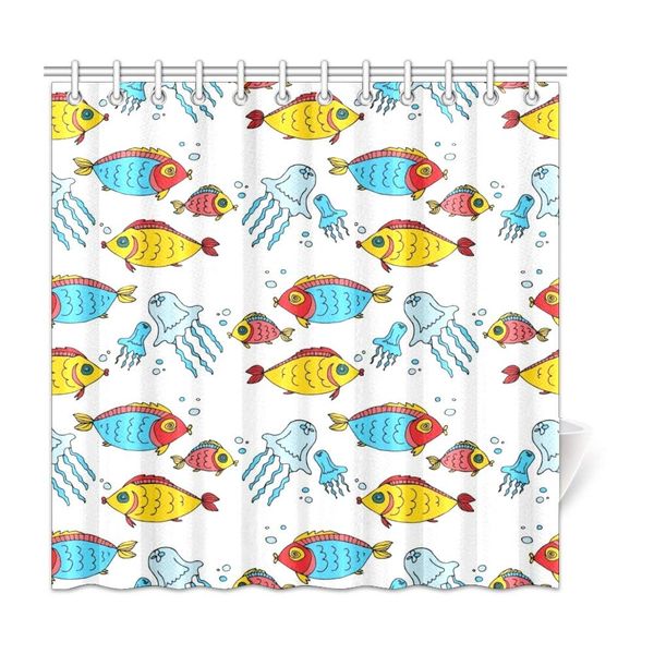 

xiucoo cute fish jellyfish home bath decor polyester fabric shower curtain bathroom sets 72 x 72 inches