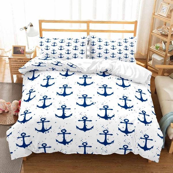 

ocean bedding set anchor duvet cover rudder boys quilt beach home textiles teens 3pcs king bed shell conch sea sets