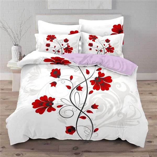 

beautiful flowers bedding set 3d red rose duvet cover white home textiles full  king size for children and adults sets
