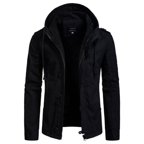 

army green men hoodies tracksuit autumn winter drawstring pocket hooded sweatshirt long sleeve zip slim coat male jacket men's jackets, Black;brown