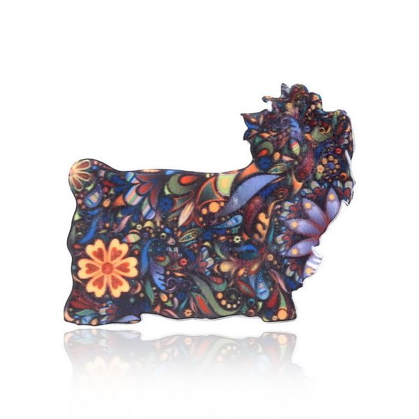 

elfin whole trendy brooches pet dog colorful yorkshire terrier brooch acrylic jewellery, Gray