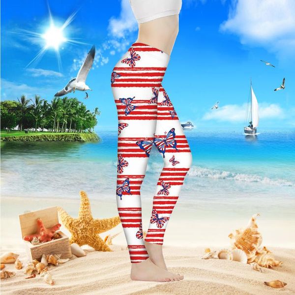 

yoga outfit phayon national flag pattern printing ladies fitness tights high waist pants stretch sweatpants