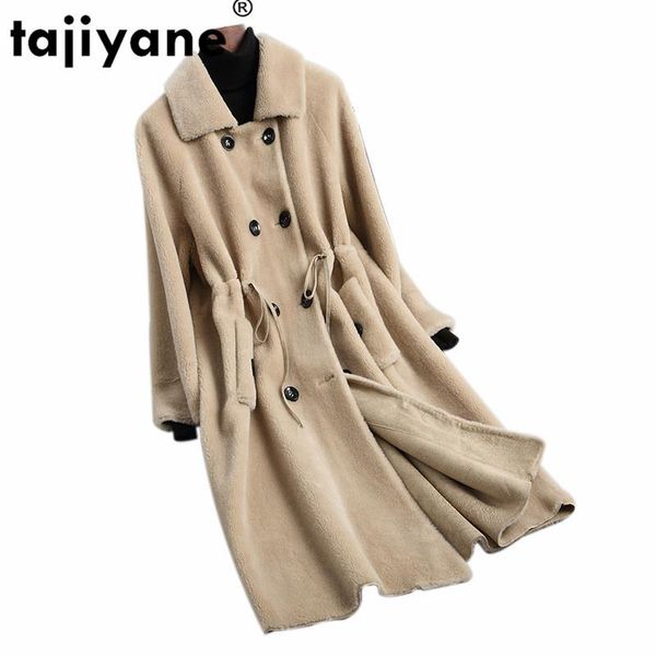 

women's fur & faux real coat korean vintage wool jacket autumn winter women clothes 2021 sheep shearling suede lining zt3750, Black