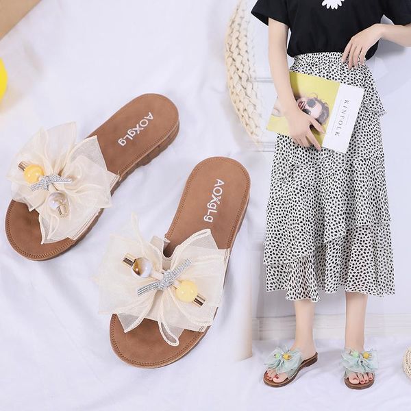 

glitter slides butterfly-knot shoes woman 2021 low slippers casual shale female beach jelly luxury sabot flat soft crystal tpr, Black