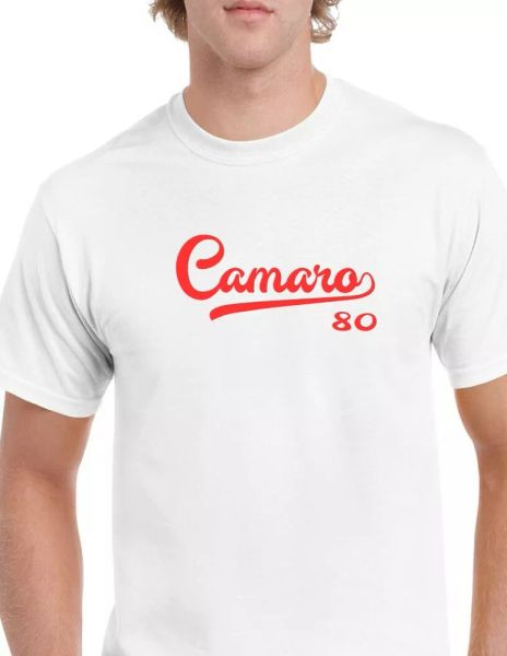 

camaro 80 script tail shirt - 1980 classic muscle race car - all size & colors, White;black