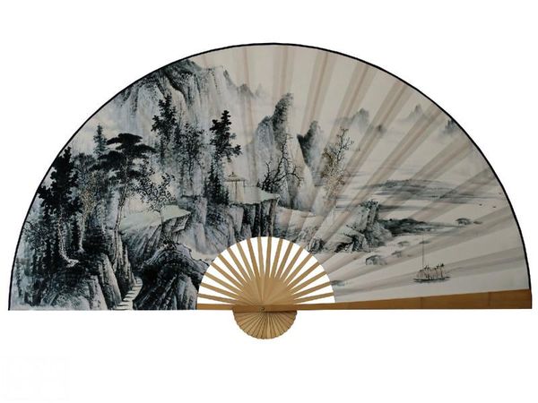 

home landscape painting paper fan ventilador office wall hanging decorative folding living room hall other decor
