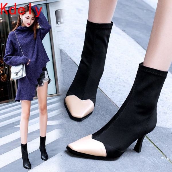 

boots fashionable short for women autumn and winter versatile thin with high heels 5570, Black