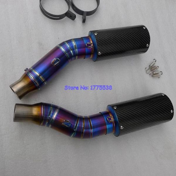 

motorcycle exhaust system modified titanium alloy+carbon fiber z1000 10-17 motorbike muffler escape link pipe with clamp for