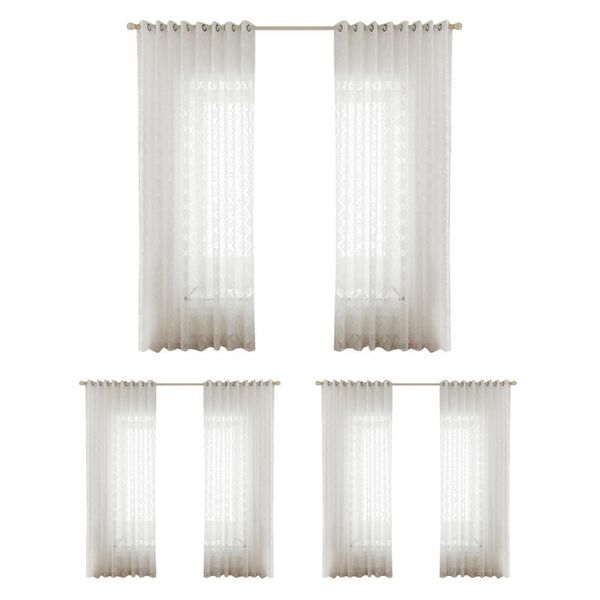 

1x square windows tulle curtains printed modern translucent screening yarn drape for household living room accessories curtain & drapes