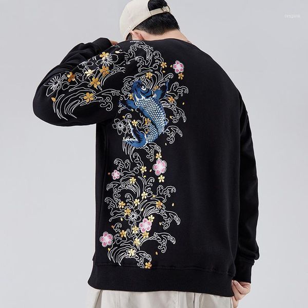 

china embroidery men's pullover menswear oversize clothing hatless wear trendy street dance year christmas sweatshirt1, White;black
