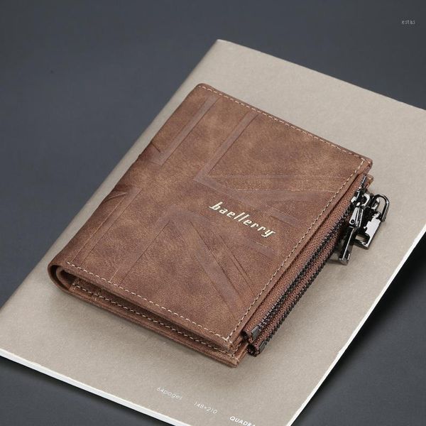 

mens wallet korean luxury short wallets double zip purses designer coin purse card holder money bag1, Red;black