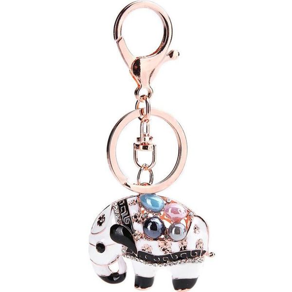 

keychains 6 styles charm key chain cute rhinestone full crystal elephant ring holder keychain pendant jewelry wholesale price, Silver