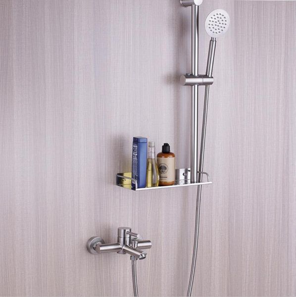 

bathroom shower faucet set slide bar has shelf and sprayer water gun sets
