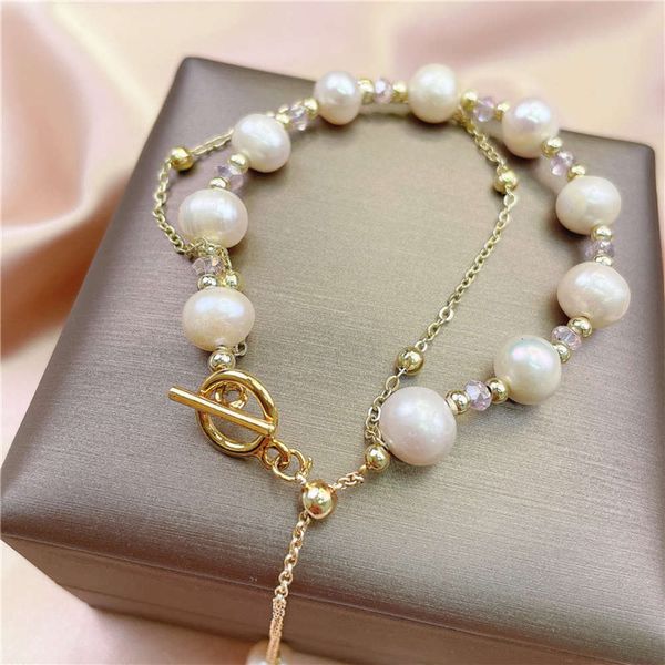 

215612 fresh water pearl double-layer bracelet female baroque student friend, Black