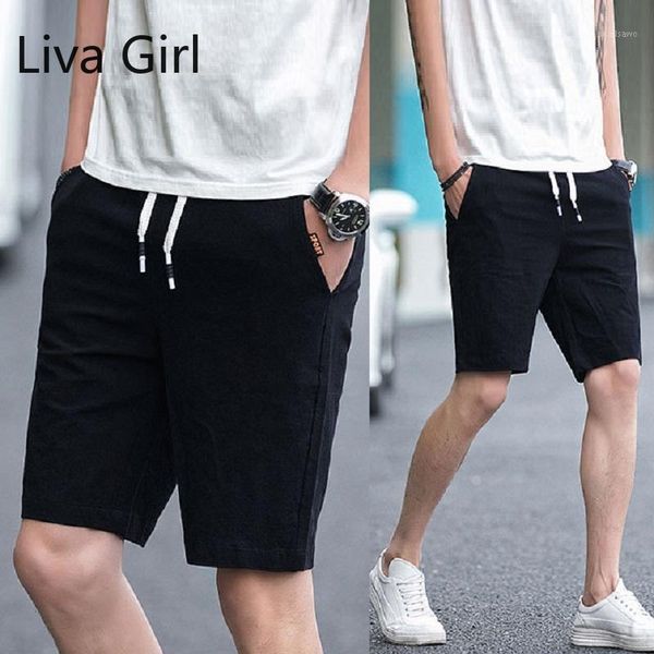 

men's shorts men oversized short pants male plus size black blue grey cotton linen casual 5xl ropa de hombre marca, White;black