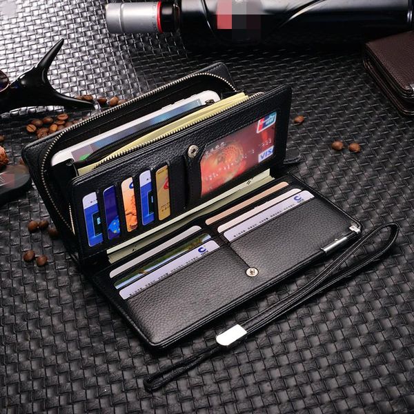 

1piece blue men wallets classic long style card holder male purse quality zipper large capacity big wallet for men, Red;black