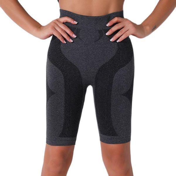 

yoga outfit high waist seamless shorts stretchy black biker gray gym sport workout tights women spandex running trousers summer