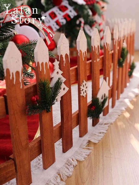 

factory outlet party decoration decorations fence christmas tree indoor bedroom small snow head solid wood products asgm