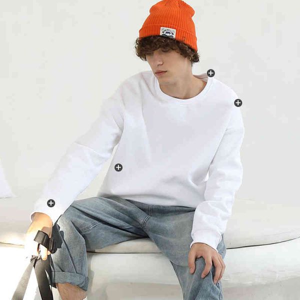 

2021 round neck sweater men's off shoulder print men's clothing autumn winter couple casual fashion brand loose, Black