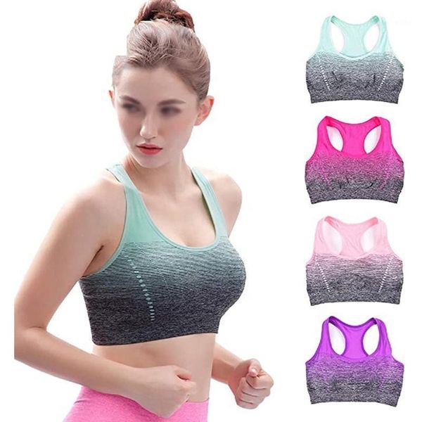 

cross border sports underwear yoga fashion bra women's fitness rimless gradient vest outfit