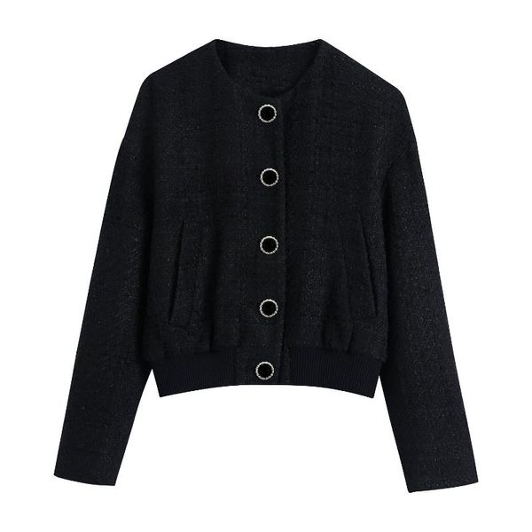 

women's jackets blsqr black fashion crop women single breasted elegant lady 2021 vintage chic outwear jacket female, Black;brown