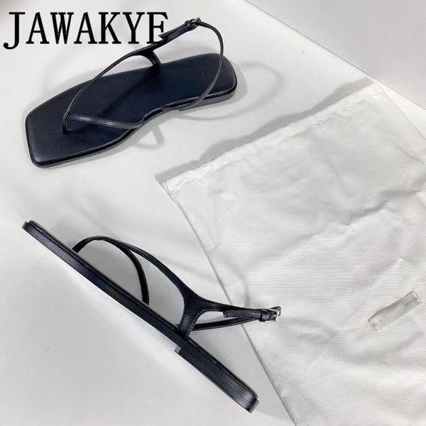 

official website 70% off outlet flat heel thong summer flip flops beach real leather cool shoes designer ladies concise sandals sale, Black