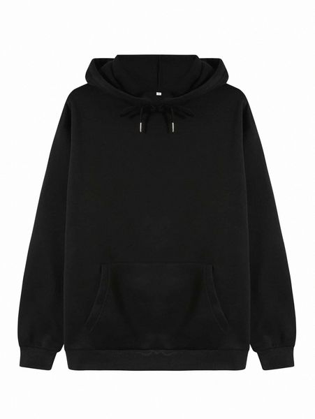 

solid thermal lined drawstring hoodie c36w#, White;black