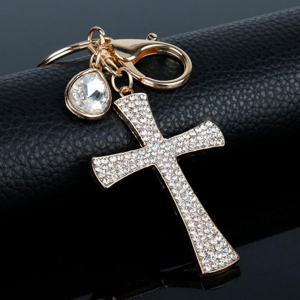 

keychains dongsheng wholesale women men jewelrycrystal jesus cross key chain fashion rhinestone keychain novelty christian gift -50, Silver