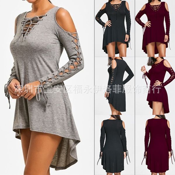 

autumn long sleeve air eye bandage v-neck s for women, Black;gray