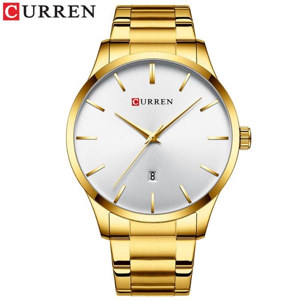 

wristwatches curren / carrion 8357 men's watch waterproof quartz steel band business calendar foreign trade, Slivery;brown