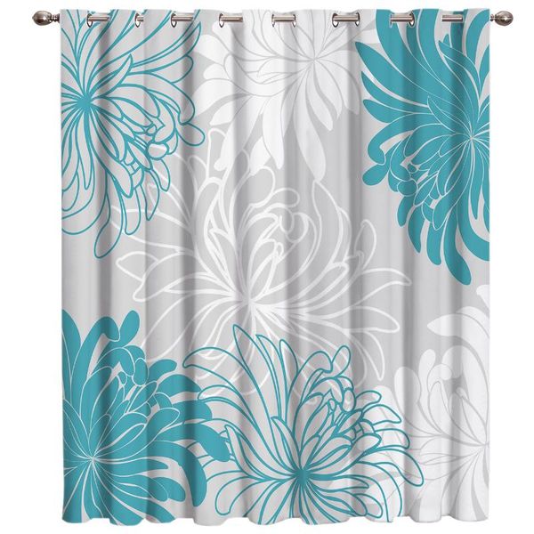 

curtain & drapes floral blue chrysanthemum bathroom outdoor fabric indoor decor kids window treatment valances ideas