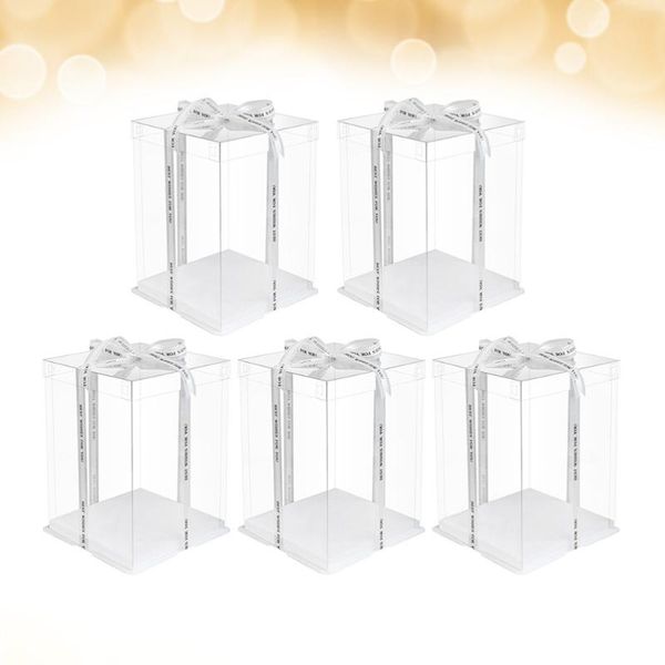 

gift wrap 5pcs transparent birthday cake box packaging boxes organizer case for home dessert shop (single layer,without