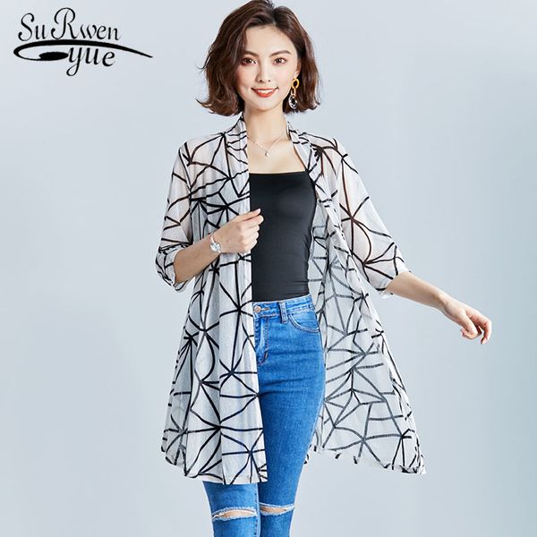 

women fashion loose and comfortable take a shawl women blouses medium length long plus size 3423 50 210521, White
