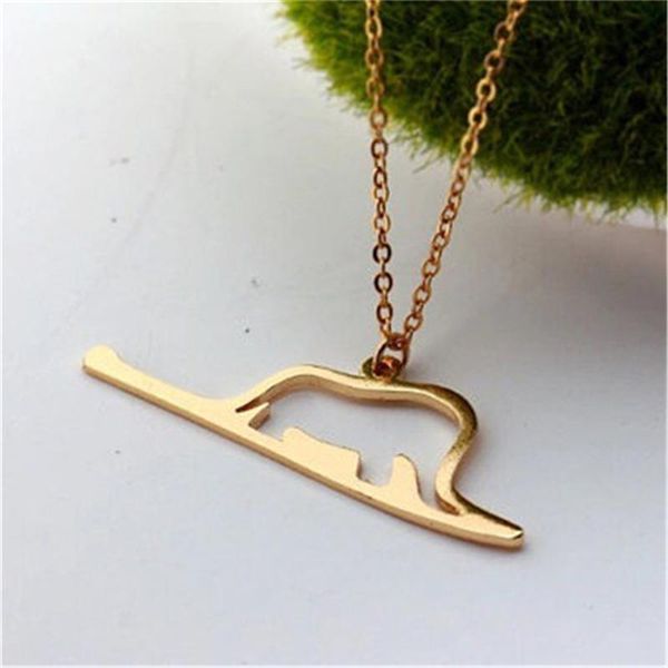 

pendant necklaces hollow outline little prince sign necklace animal good lucky origami elephant snake for women child present birthday, Silver