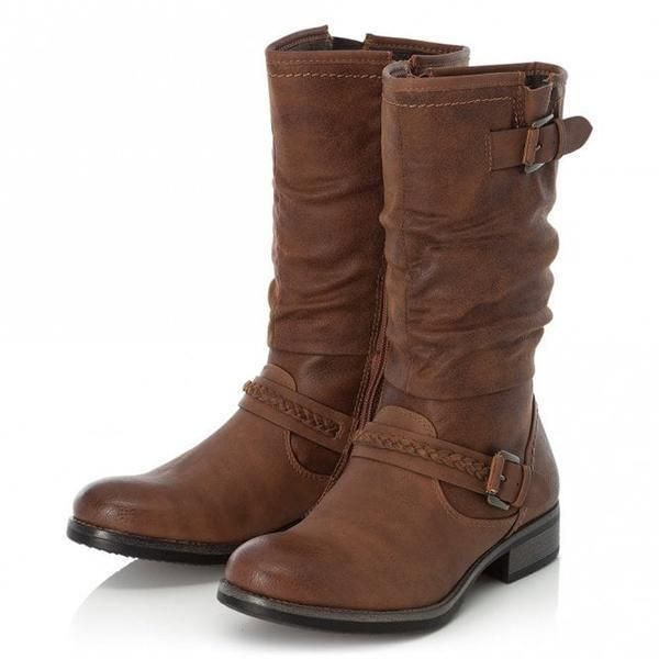

boots ladies brown zip up calf length, Black