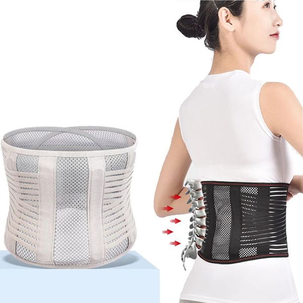 

waist support exercise self heating decompression belt fitness back lumbar disc protrusion orthopedic pain relief, Black;gray