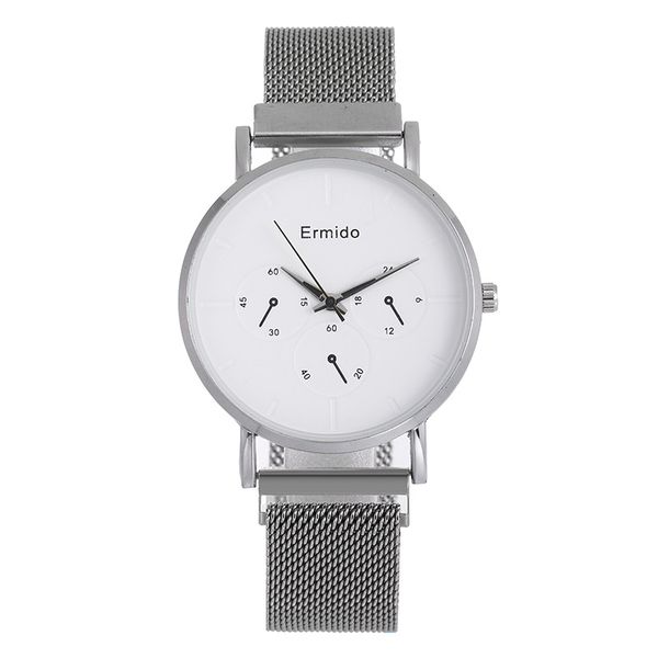 

elegant watches foreign trade cross-border fashion youth fashion cool black mens quartz korean fashion fake three-eye stainless steel steel, Slivery;brown