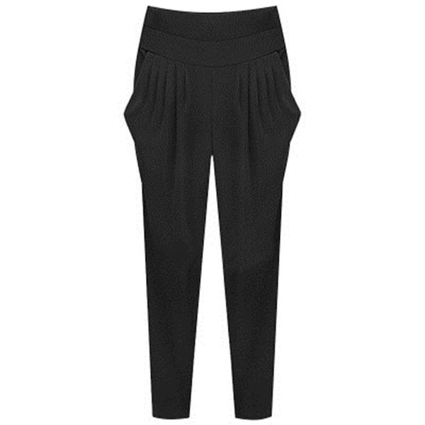 

women's pants & capris large size s-xxxxl harem solid color casual high waist womens fall trousers street wear women clothes long, Black;white