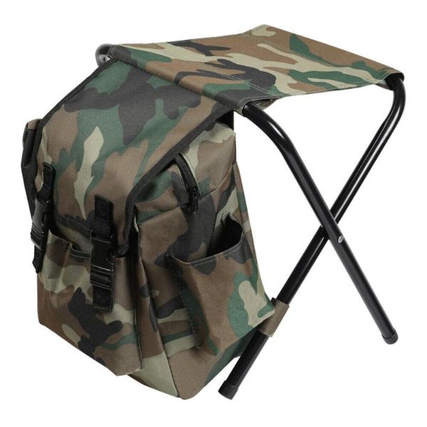 

multi-function portable folding chair camouflage backpack camping fishing stool outdoor fou99 accessories
