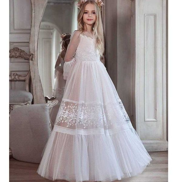 

girl's dresses bohemian flower girl ball long sleeves princess birthday party gowns customize appliques first communion dress, Red;yellow