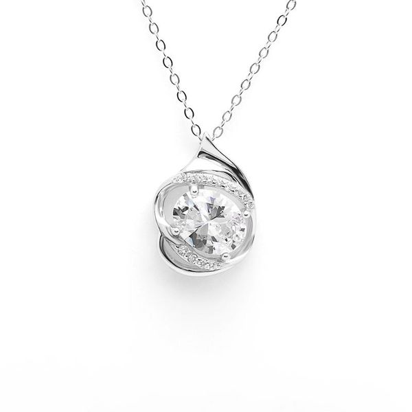 

fashion pendant s925 sterling silver heart necklaces clear zircon necklace for women wedding engagement jewelry