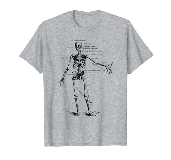 

human skeleton anatomy drawing diagram t-shirt, White;black