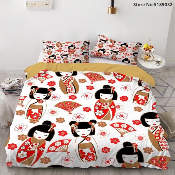 

bedding sets japanese cherry blossoms style duvet cover set russian doll cartoon children quilt single double  king size