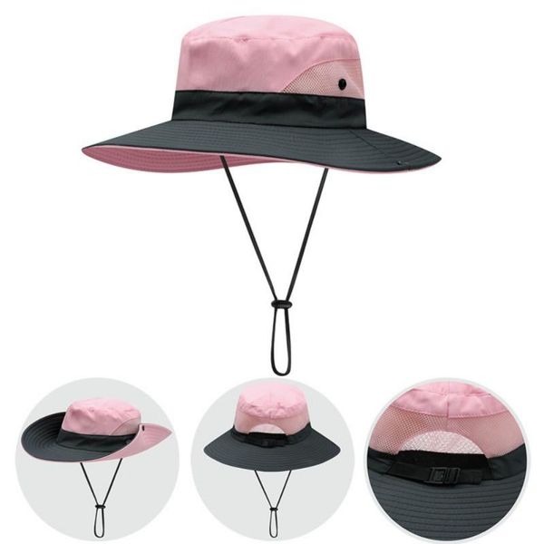 

aolikes outdoor fashion sun hat foldable wide brim beach cap solid color fisherman ultraviolet rays protect hats, Black;white