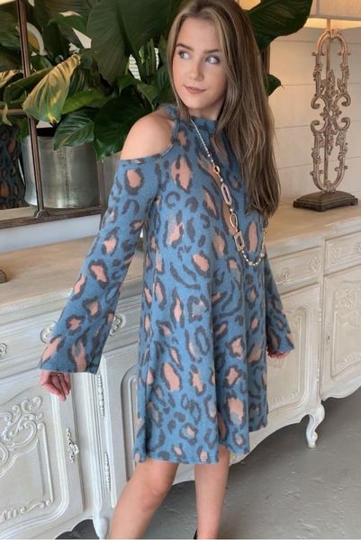 

casual dresses fall models women's fashion trend leopard print off-shoulder skirt flannel long-sleeve round neck dress, Black;gray