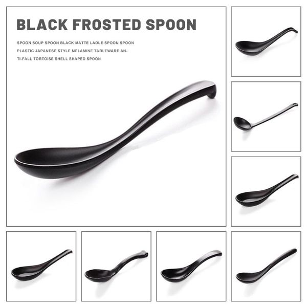 

spoons spoon soup black matte ladle plastic japanese style melamine tableware anti-fall tortoise shell shaped